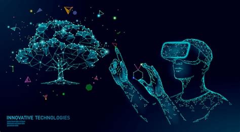 Virtual digital biotechnology tree engineering concept. 3d render vr ...
