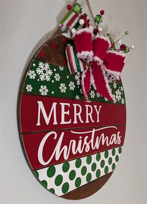 Merry Christmas Door Hanger, Round Door Hanger, Christmas Sign, Merry ...