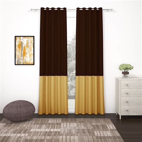 Buy Brown-Gold Blackout Door Curtain Online - 2 Pcs, 7Ft - Story@Home ...