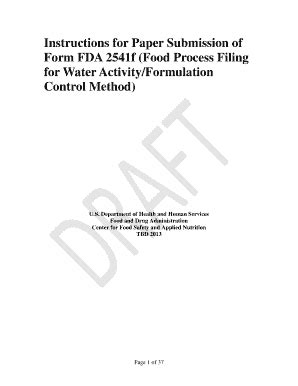 Fillable Online fda DRAFT Paper Instructions Form FDA 2541f - Food and ...