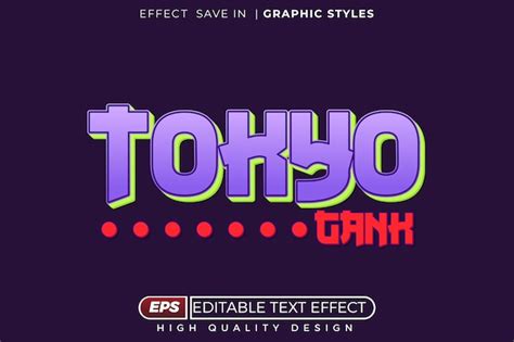 Editable 3d text effect tokyo gank | Premium Vector