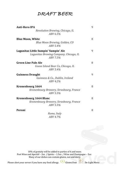 Menu - Chicago IL's Le Bar Chicago | Sirved