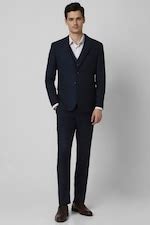 Buy Men Navy Textured Formal Three Piece Suit Online - 39835383 | Peter ...