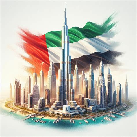Premium Photo | A picture of Dubai city with the flag of UAE flying ...