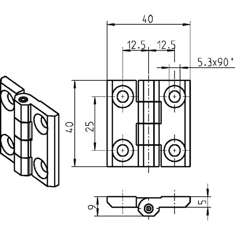 Schaltschrankscharnier 40 x 40 x 5 mm, Edelstahl - vasalat