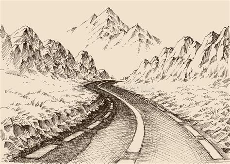 landscape drawing road