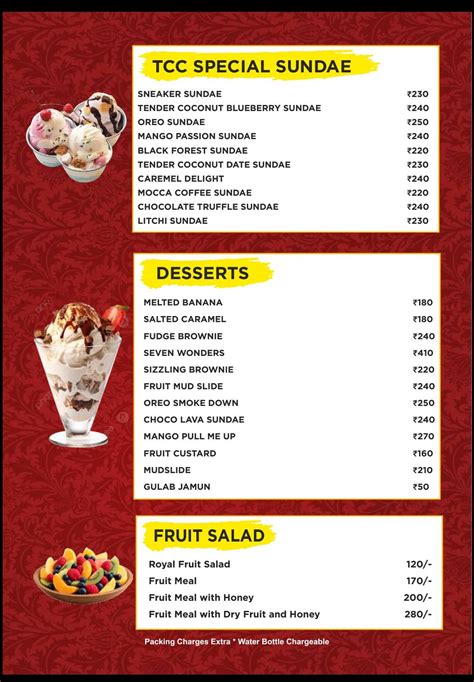 Menu at Tropical Cafe & Creamery, Srinagar