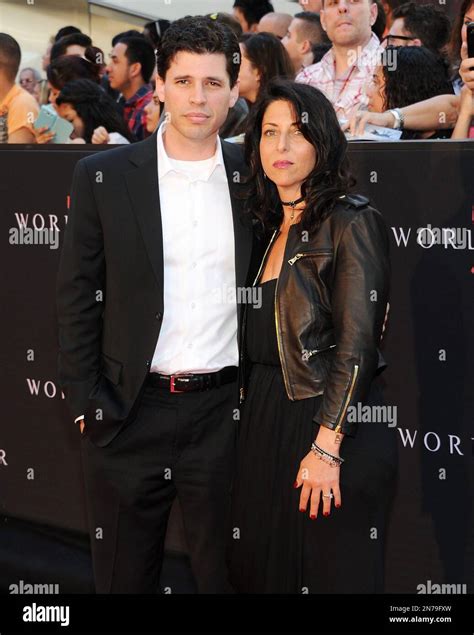 Author Max Brooks and wife Michelle Kholos Brooks attend the premiere ...