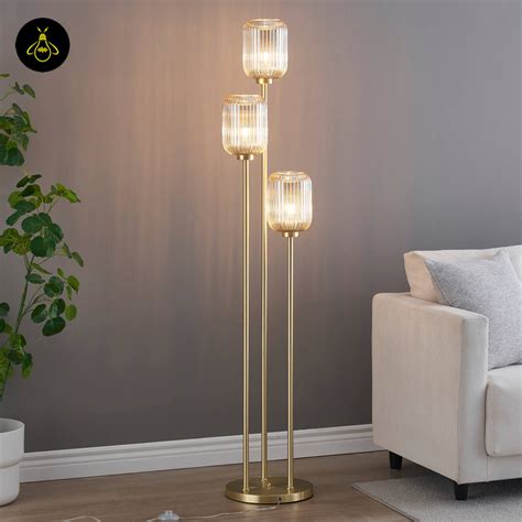 Rosalia Triple Amber Glass Floor Lamp – Modern Ambient Light – Jagmag ...