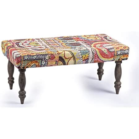 Ikiriya Ohio Solid Wood 2 Seater Bench Multicolor Wooden Kantha ...