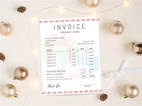 EDITABLE CHRISTMAS INVOICE Template for Small Business - Etsy
