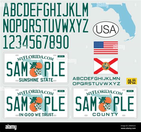 Florida License car plate pattern design, with numbers, letters and ...