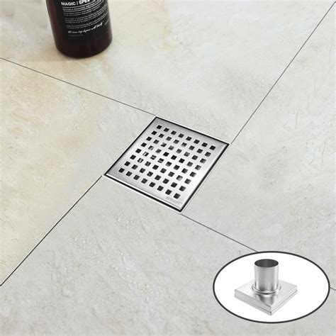 Amazon.com: 5 Inch Square Shower Floor Drain, Square Catch Basin Drain ...