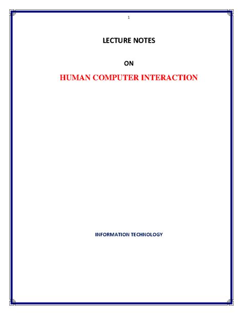 HCI 101 Lecture Notes: Insights on Human-Computer Interaction - Studocu