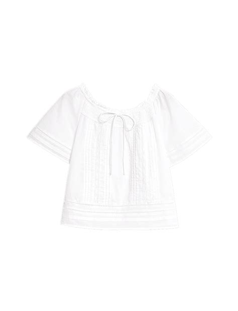 Buy Pure Cotton Embroidered Tie Neck Top at Marks & Spencer