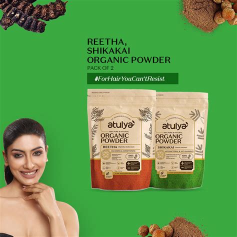 100% Pure & Natural Organic Powder- Reetha & Shikakai-Pack of 2 – atulya