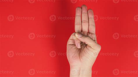 A hand sign of 3 fingers point upward meaning three, third or use in ...