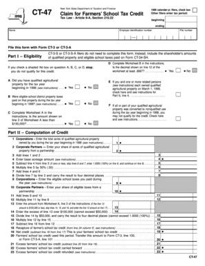 Fillable Online tax ny Form CT-47: 1998, Claim for Farmers' School Tax ...
