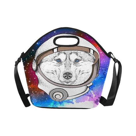 SUNENAT Neoprene Lunch Boxes Lunch Bag Tote Funny Cartoon Husky Dog in ...