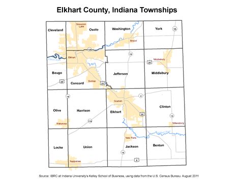 Elkhart County, Indiana Township Map