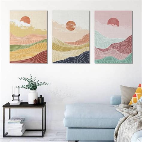 Wavy Strings - Minimal 3 Panels Art Frame for Wall Decor- FunkyDecors