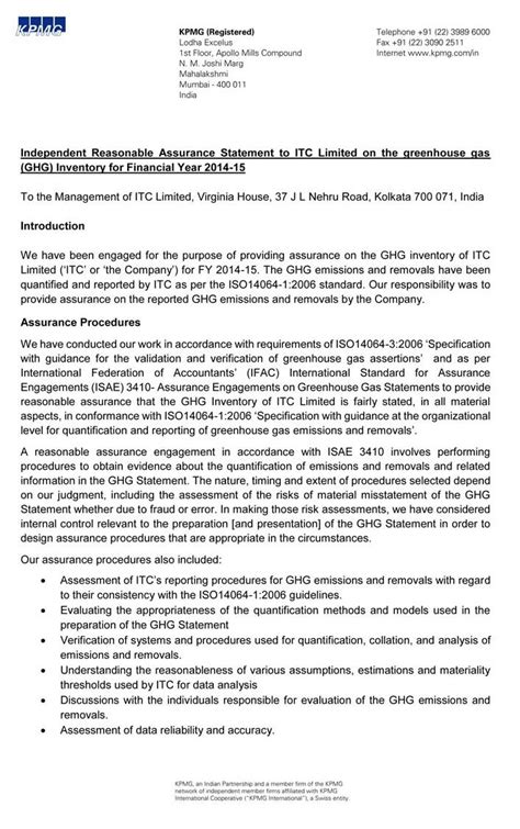 ITC Sustainability Report 2015 :: Independent Assurance Statement