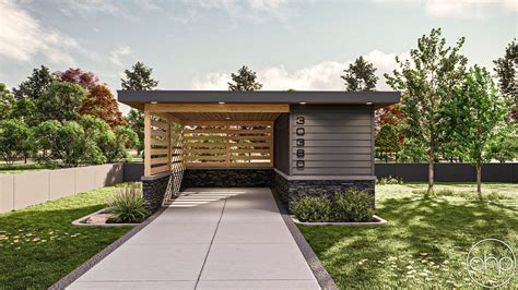 Modern Style Carport Plan w/ Storage | Maddox