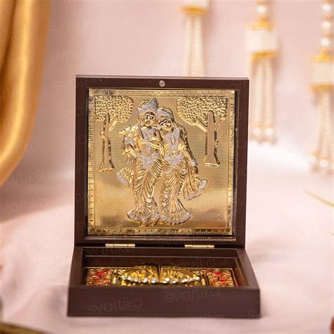 Svastika Radhe Krishna Pocket Temple | 24 Karat Gold Coated
