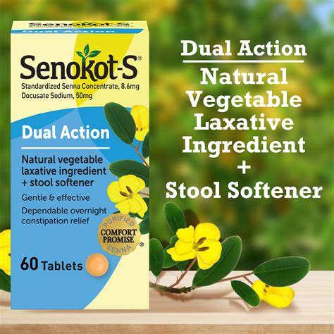 Senokot S Dual Action Natural Vegetable Laxative Ingredient Plus Stool ...