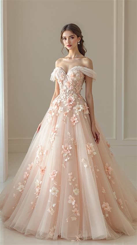 Blush Pink Off-Shoulder Gown | Wedding gowns, Colored wedding dress, Dream wedding ideas dresses
