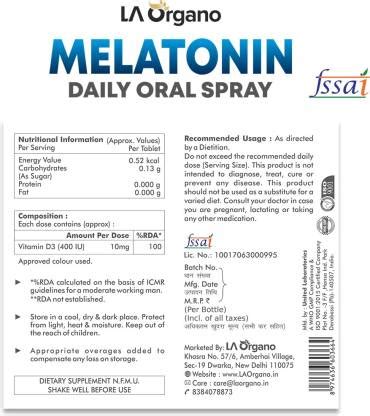LA Organo Melatonin 2mg Daily Oral Spray to Improve Quality Sleep & Re