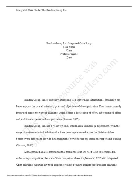 Image result for Case Study Paper Examples APA Format