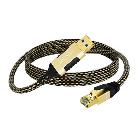 USB A to Ethernet Adapter Cable 4 FT, Upgrade USB-A to RJ45 Cable, Gold ...
