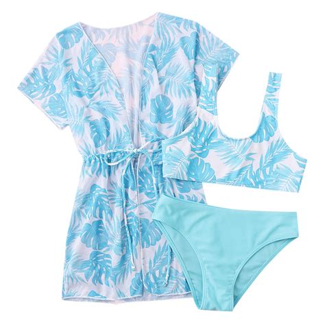 Big Girls Swimsuit Summer 3 Piece Bathing Suits Cute Bikini Swimsuit ...