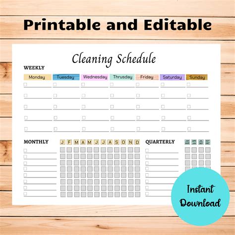 Printable Cleaning Chart, Editable Cleaning Schedule, Cleaning Planner ...