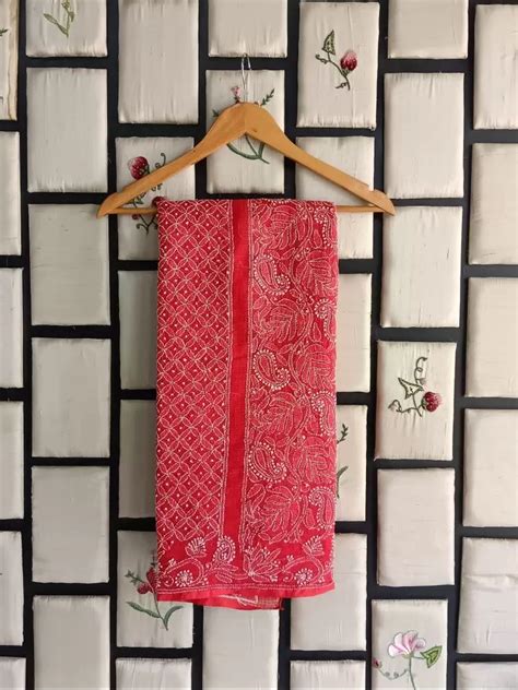 Milk white colour chikankari embroidered cotton kota saree