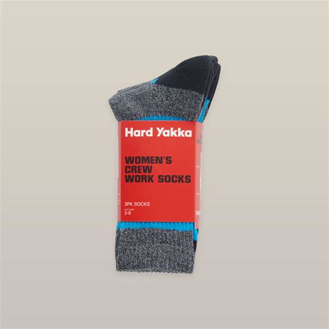 Hard Yakka Women's Crew Sock 3Pk - Blue/Black Marle - Totally Workwear