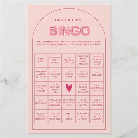 Find the guest bingo game minimalist bridal shower bingo social game ...