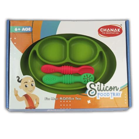 Baby Food Oval Tray - Silicon Plate with Multiple Compartments & Two S ...