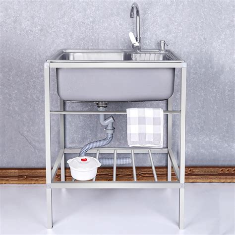 Amazon.com: Freestanding Stainless Steel Utility Sink,Single Bowl ...