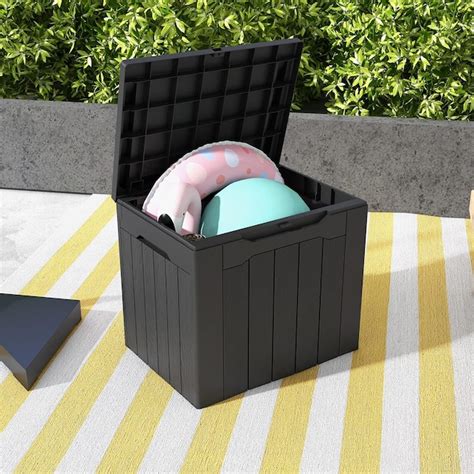 Patiowell 22-in L x 16.3-in 32-Gallons Black Plastic Deck Box WES-PSB22 ...