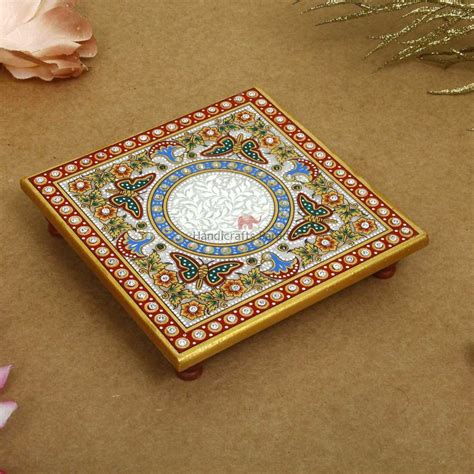 Handicrafts Paradise (6 x 6 inch) Intricate Butterfly Design Painted ...