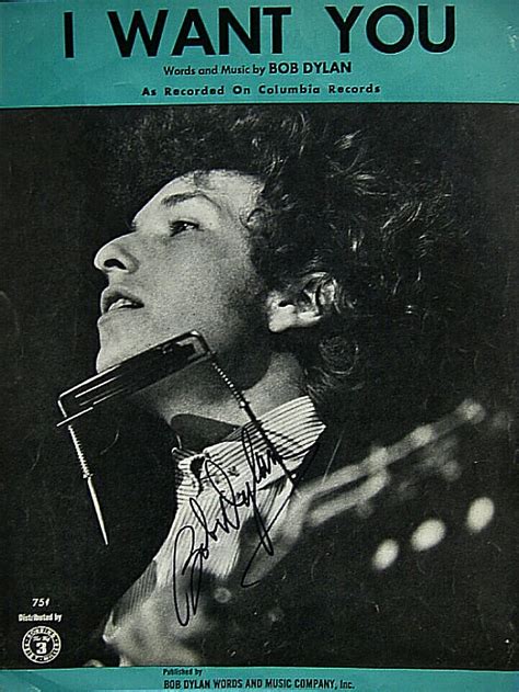 Sheet music cover for the Bob Dylan single "I Want You". Published in ...
