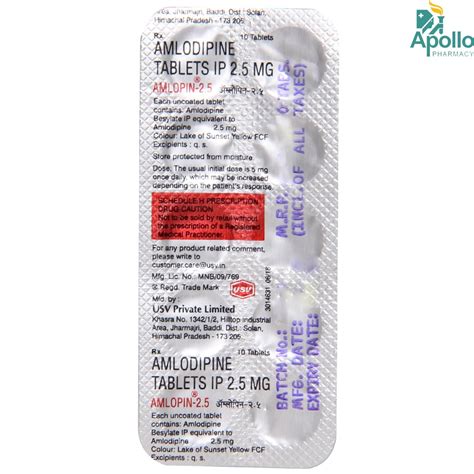 Amlopin-2.5 Tablet | Uses, Side Effects, Price | Apollo Pharmacy