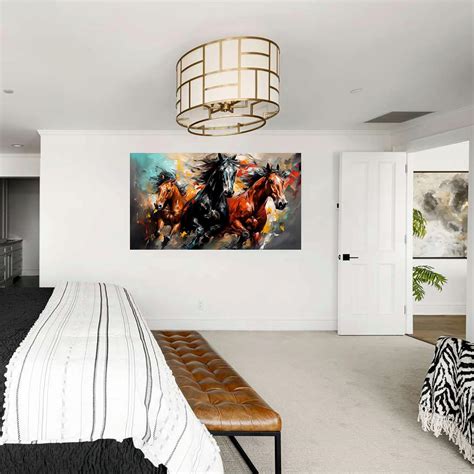 Seven White Horses Running Wood Print Wall Art, Seven Horses Vastu ...