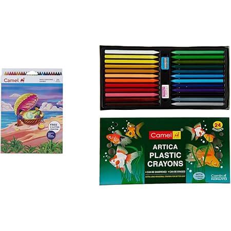 Camel Wax Crayons + 2 Glitter Shade Free - 24 Shades & Camel Kokuyo ...