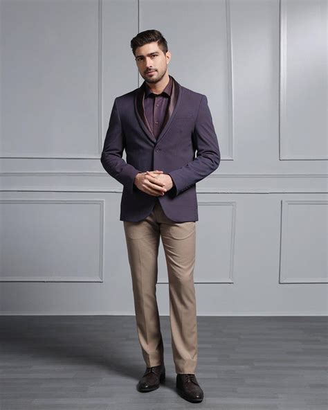 Formal Dark Purple Textured Blazer - Aaron
