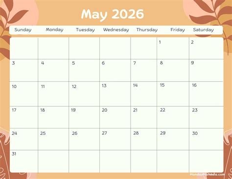 May 2026 Calendar Printable Fr