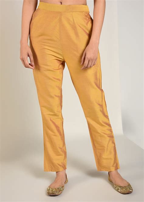 Get Pocket Detail Solid Cotton Silk Straight Pants at ₹ 1119 | LBB Shop