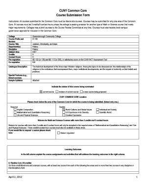 CUNY Common Core Course Submission Form - Fill and Sign Printable ...